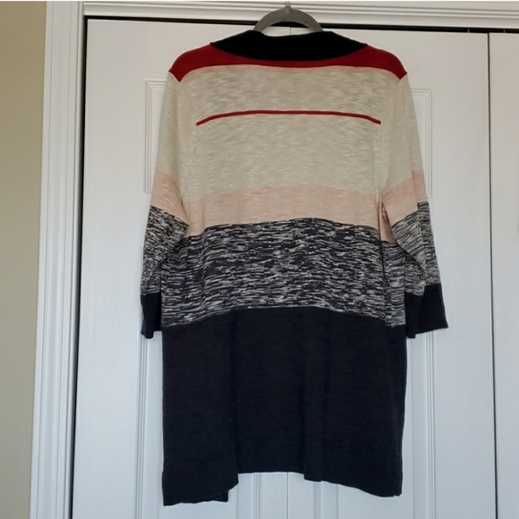 Torrid navy blue Cream Tan Pink striped cardigan sweater 2X - Picture 4 of 5